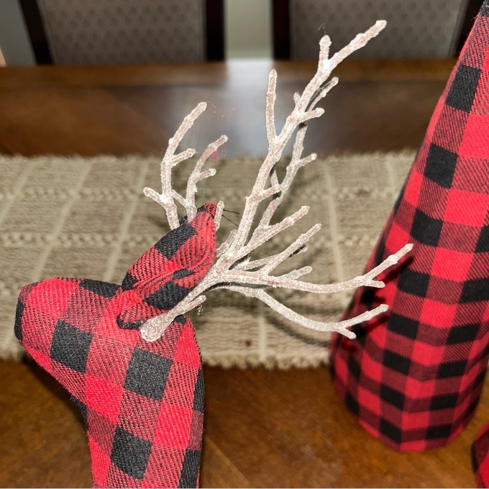Buffalo Check Plaid Flannel Reindeer and Tree Set of 3 - Picture 6 of 7